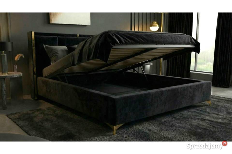 Łóżko ROKO czarne 160x200 pojemnik na pościel Białystok