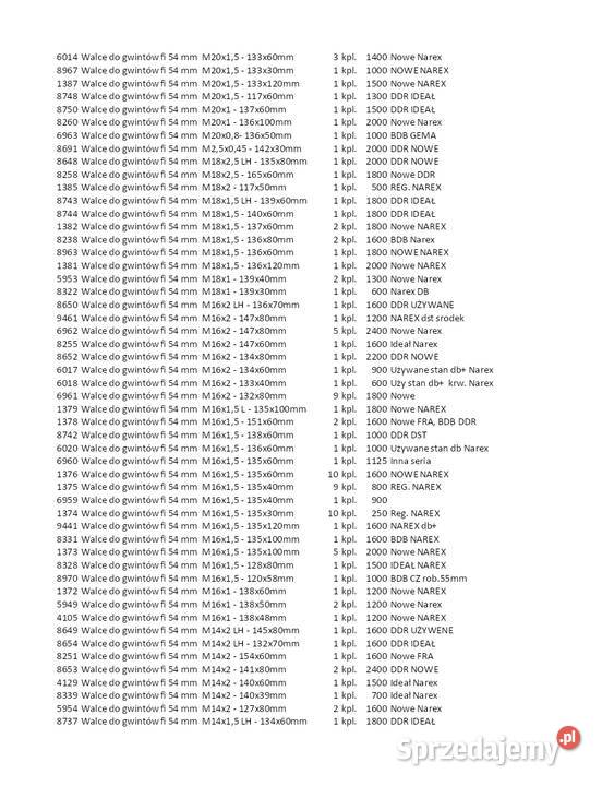 Walce do walcowania gwintów walcarki UPWS8 Kłobuck