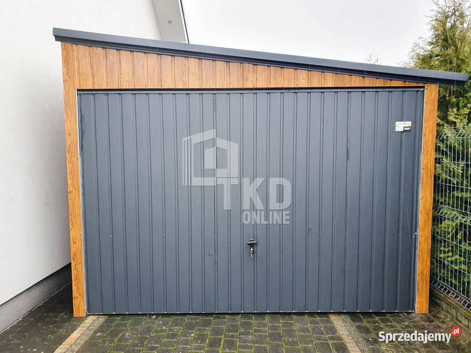 Garaż Blaszany 3x4 Brama Antracyt jasny orzech samodzielny Mrągowo