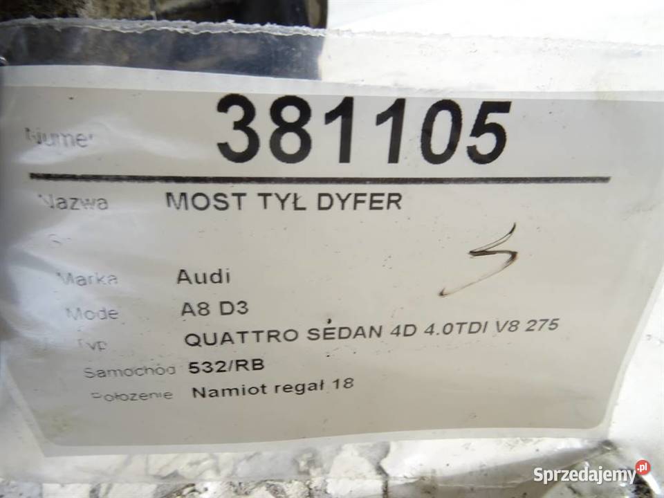 MOST TYŁ DYFER AUDI A8 D3 40 275 0210