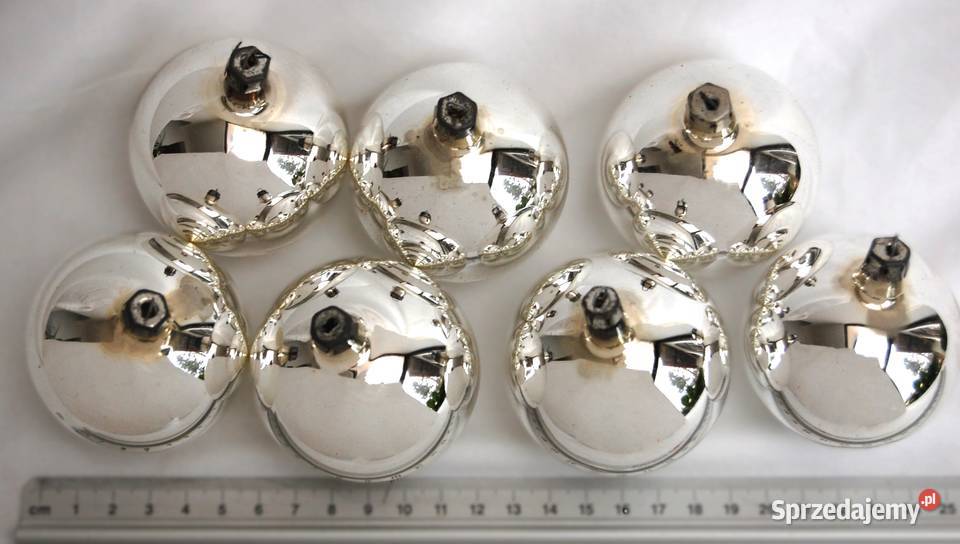 Stare bombki szklane srebrne 7 6 PRL vintage Lublin