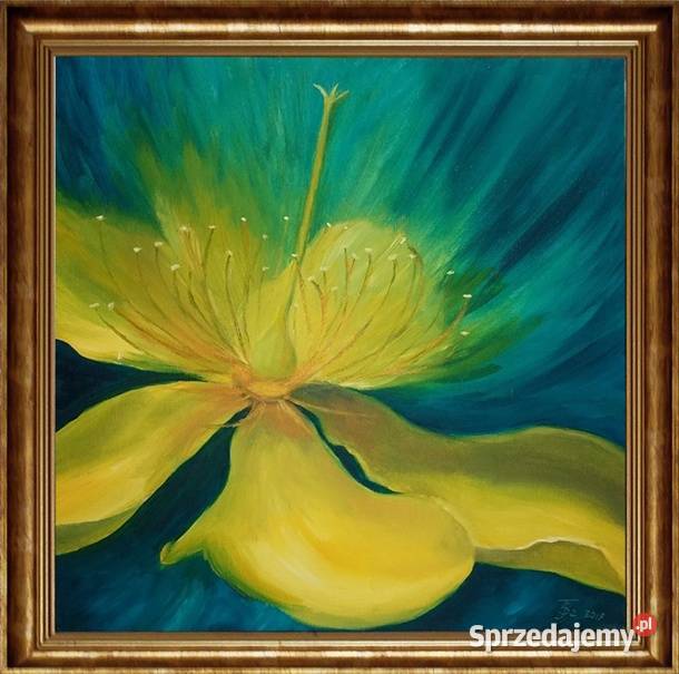Obraz olejny Żółty kwiat Abstrakcja odcienie żółtego Lublin