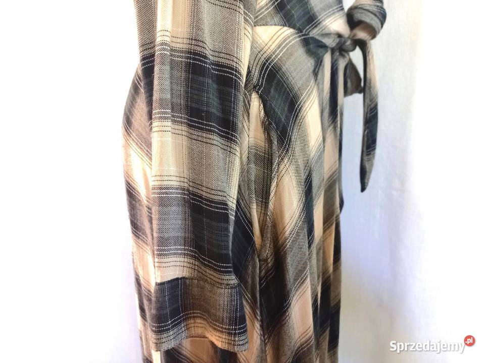 sukienka długa MAXI kratka Długi Rękaw r 38 Slim Spódnice i sukienki Białystok