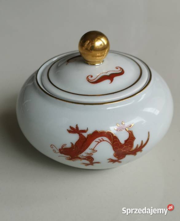 Cukiernica porcelanowa Czerwony Smok vintage Toruń