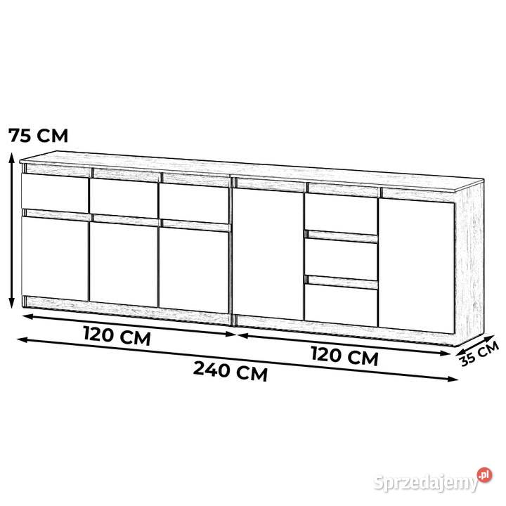 Komoda 240 6 Szuflad Duża Szafka Do Salonu Komody Dom i Ogród Elbląg