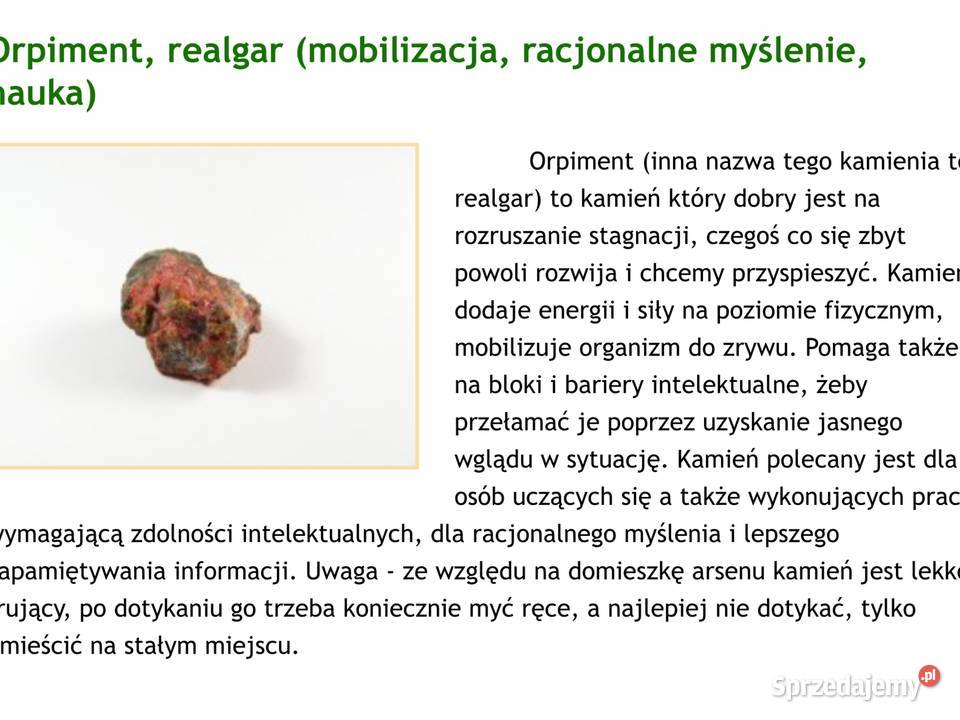 Realgar Kamień naturalny Minerał lubuskie Nowa Sól