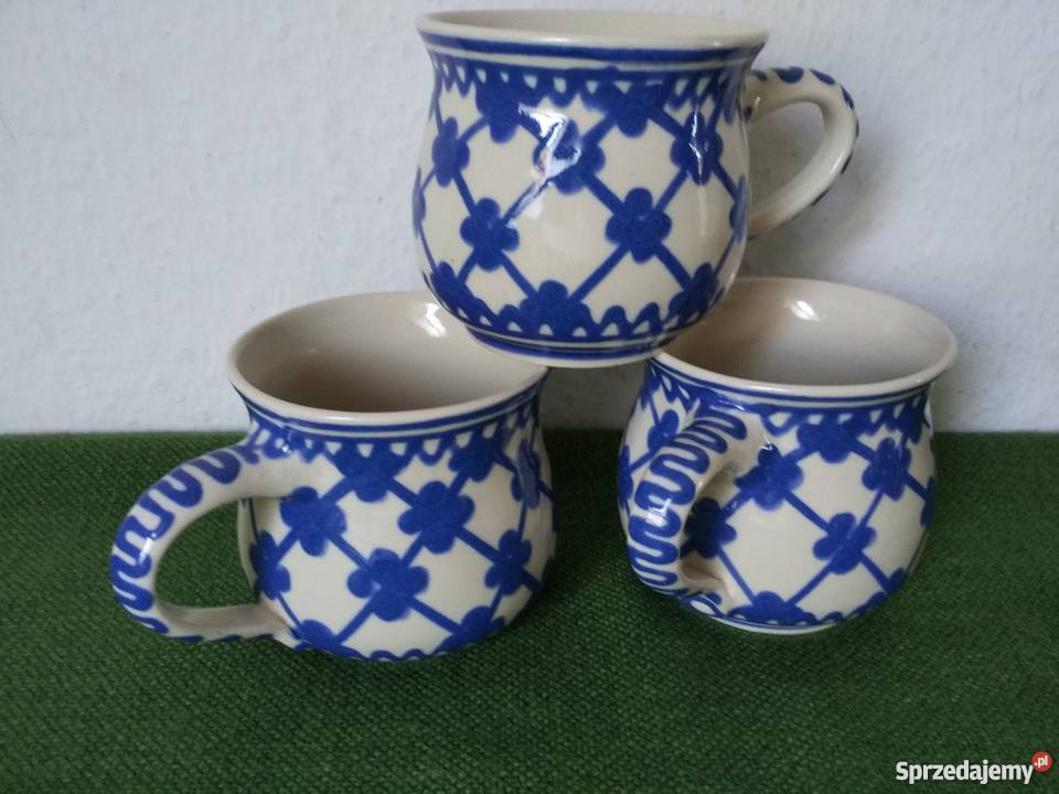 Ręczna praca sygnowane kubki ciemny granat Ropa