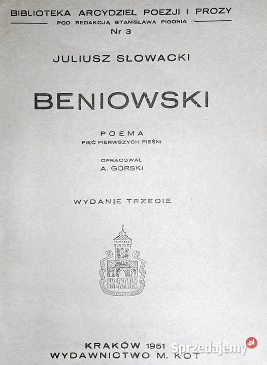 Beniowski Poema 5 pierwszych pieśni Juliusz Chełm