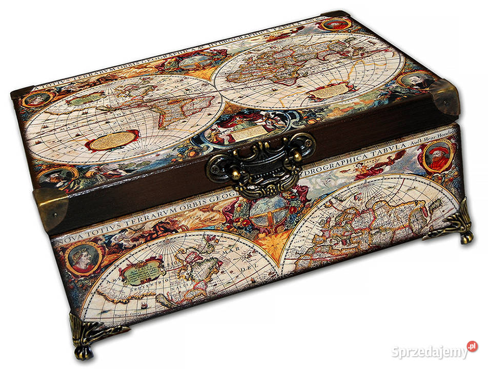 okuta SZKATUŁKA drewniana STARA MAPA 6 wielokolorowy Bydgoszcz