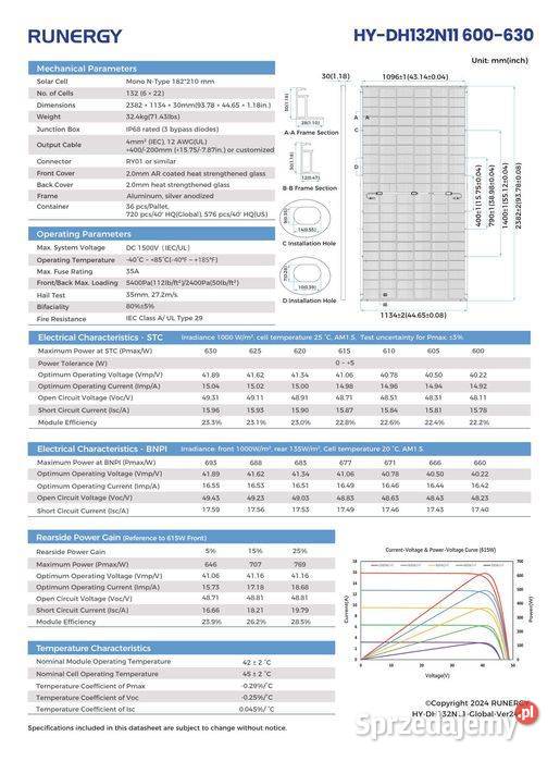Panel Fotowoltaiczny Runergy 625W Bifacial