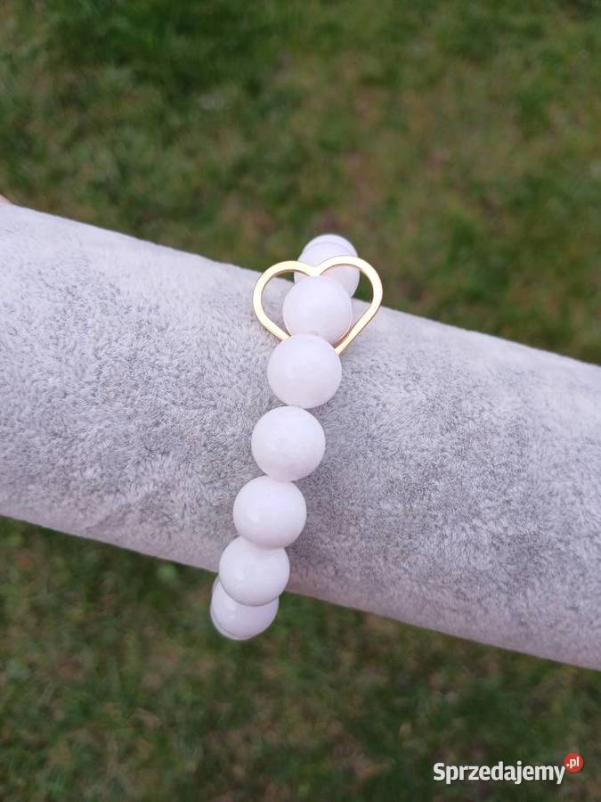 Bransoletka damska Agat biały z sercem Kielce