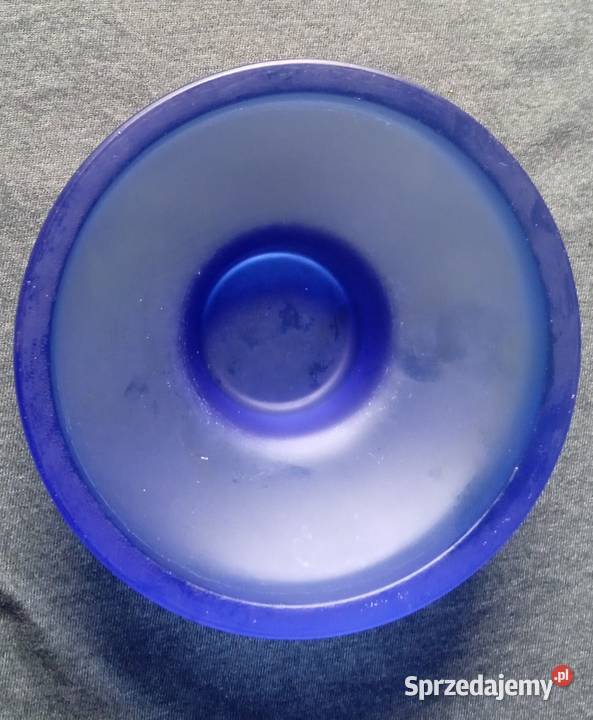 Skandynawski świecznik tealight szkło kobaltowe wielkopolskie Koźminek