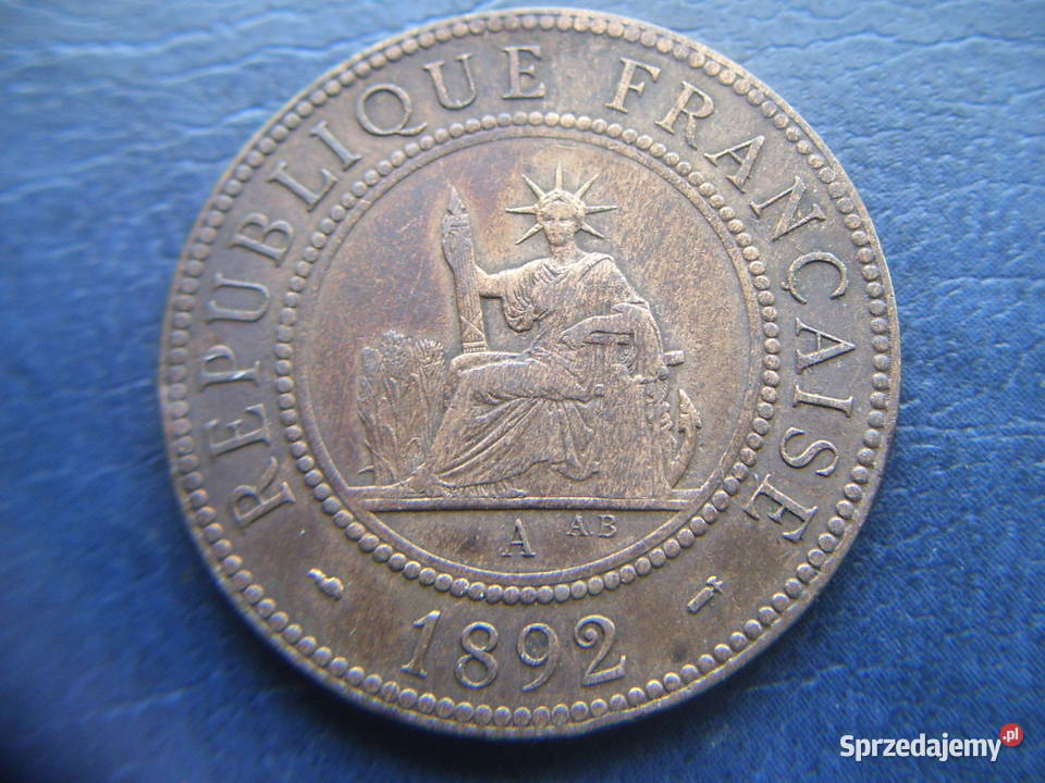 Stare monety 1 centym 1892 Indochiny Francuskie Lesko