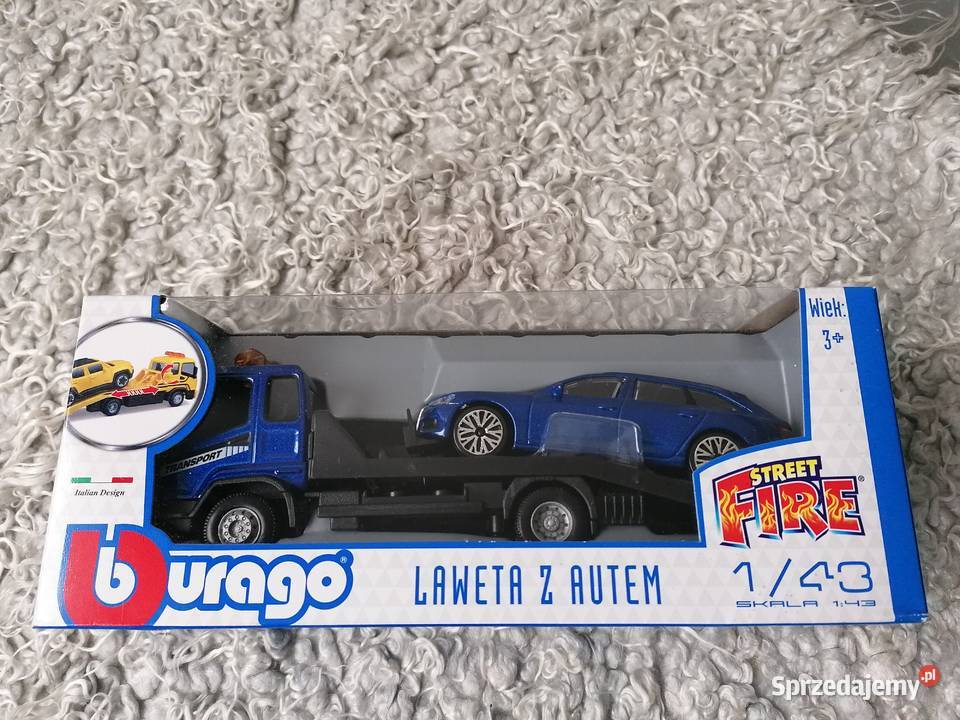BURAGO METALOWY SAMOCHÓD Z LAWETĄ 143 NIEBIESKI Łódź
