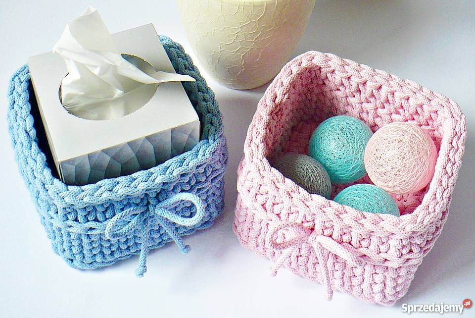 Koszyki kwadratowe bawełniane komplet 3 wielokolorowy