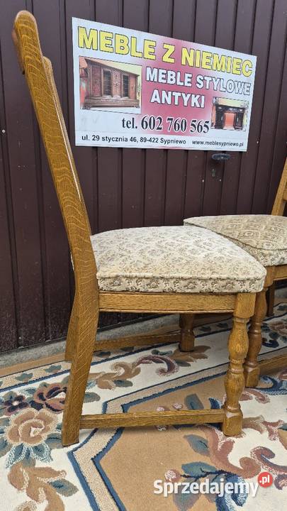 Stylowe solidne krzesła dębowe tapicerowane 6 98cm