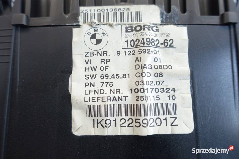 BMW 1 E87 116 16 i ZEGARY LICZNIK 1024982 oryg Chełm