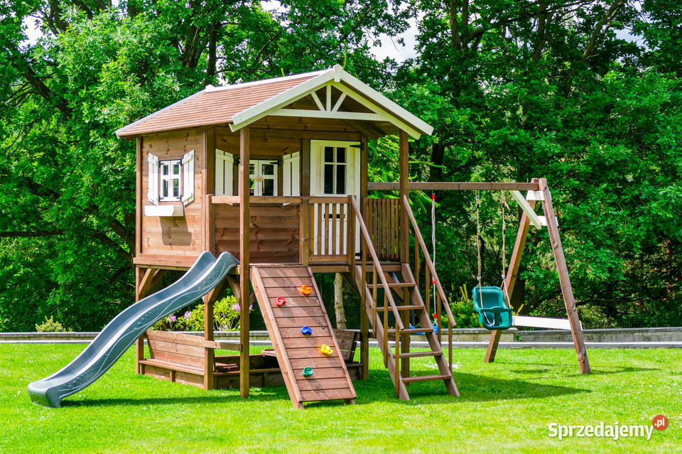 Duży domek ogrodowy dzieci z huśtawką Premium Zabawki ogrodowe Trzemeśnia