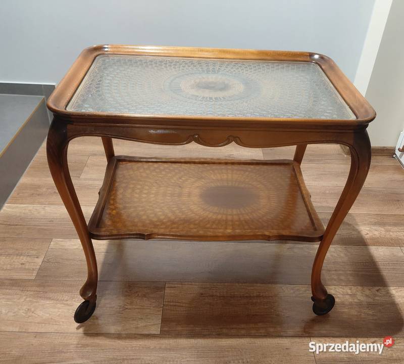 STOLIK BAREK W STYLU CHIPPENDALE blat rafia 234 Stoliki kawowe i ławy Byczyna