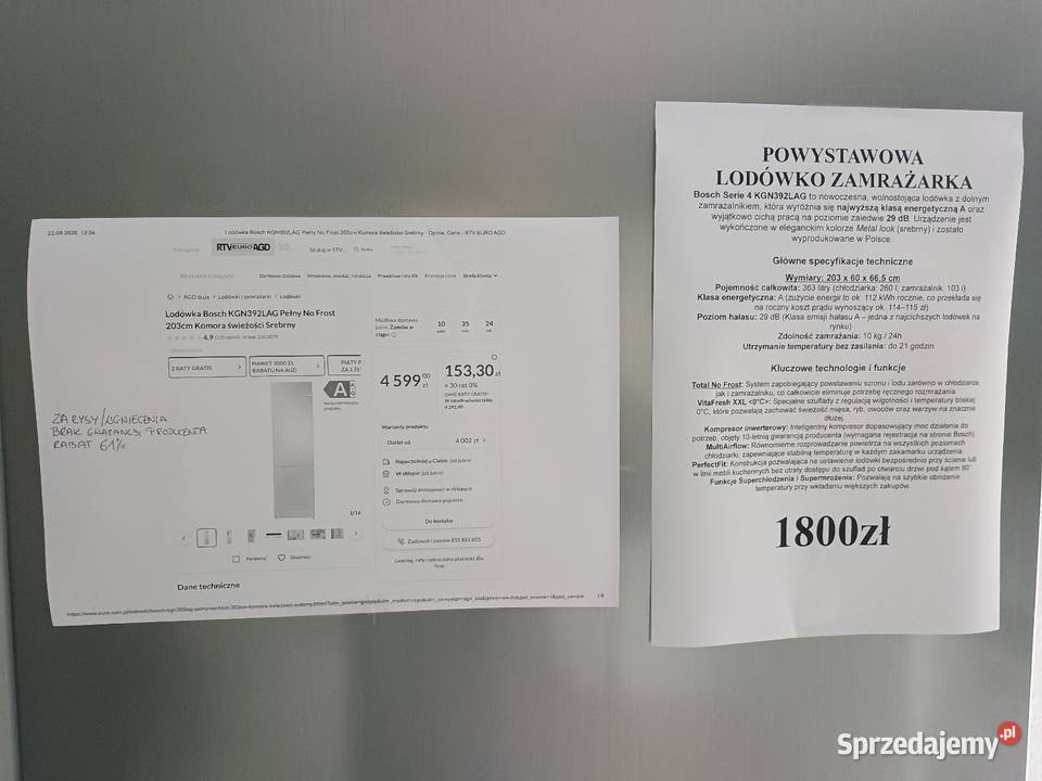 Powystawowa lodówka Bosch nofrost sprzedam