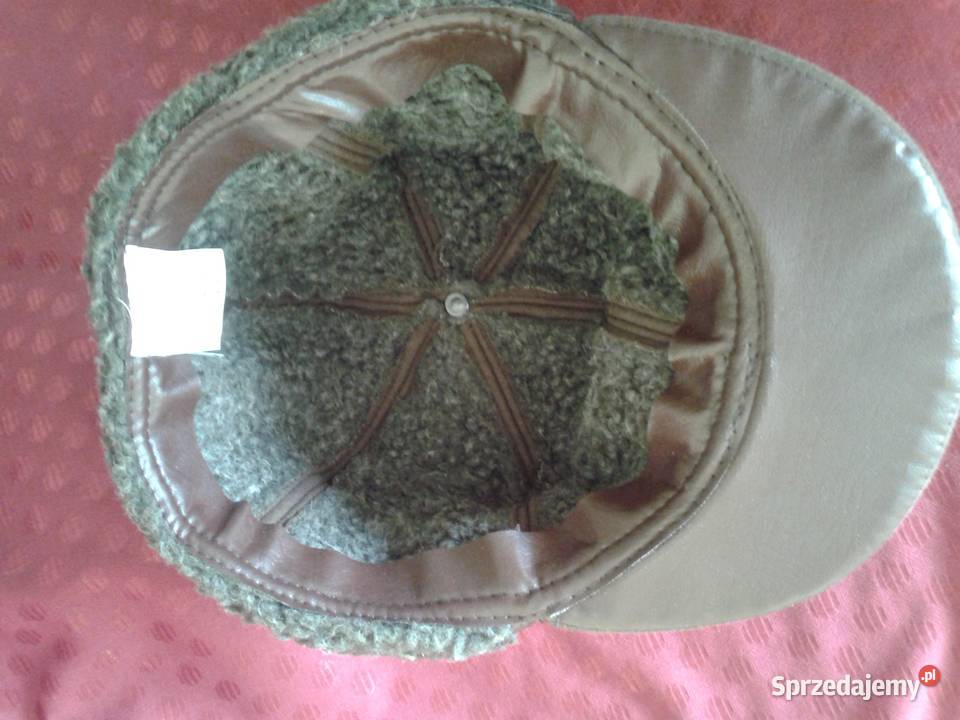 Czapka skórzana zimowa z daszkiem i nausznikami Łódź