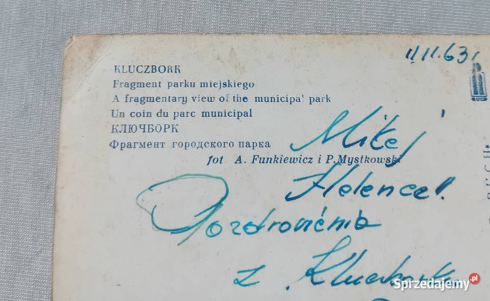 Pocztówka Kluczbork fragment parku miejskiego wielkopolskie Koźminek