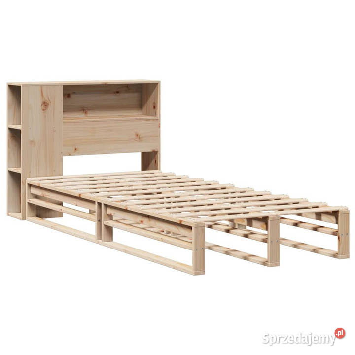 Łóżko z regałem bez materaca lite drewno 90x200