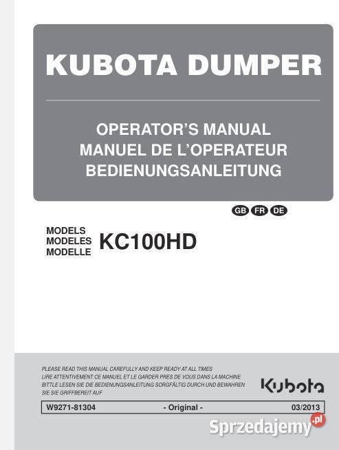 Kubota R085 KC100HD instrukcja obsługi DTR świętokrzyskie Kielce sprzedam