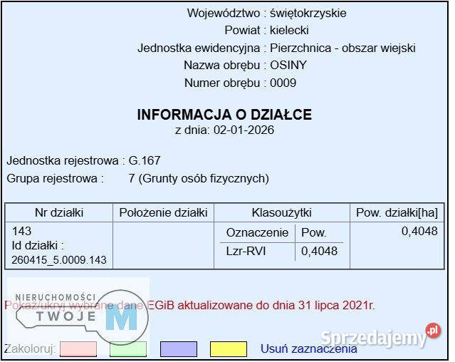 Działka Pierzchnica 7578m