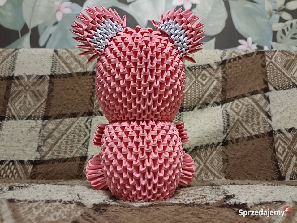 Duży Miś Różowy Origami Modułowe 3D pomorskie
