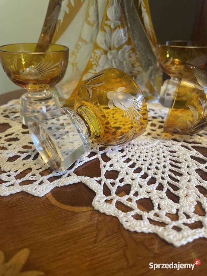 Karafka z kieliszkami z krysztalu Bohemia Rękodzieło Jelenia Góra sprzedam