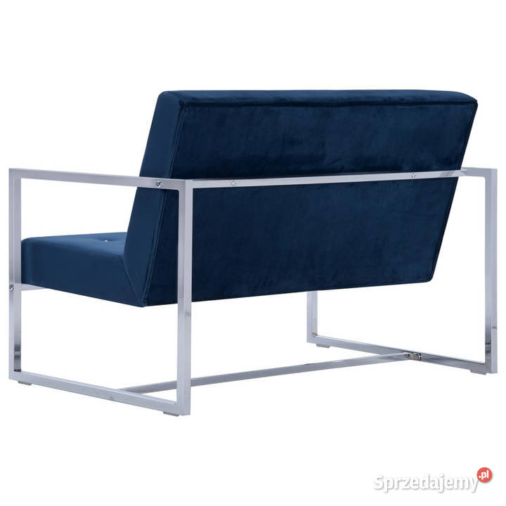 2osobowa sofa z podłokietnikami niebieska chrom Sofy i kanapy Warszawa