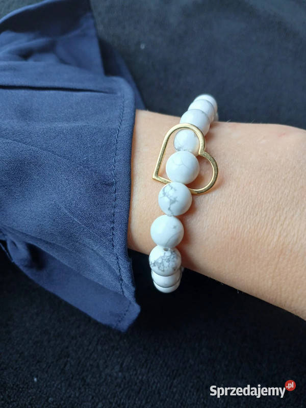 Bransoletka z Howlitu Lux 8mm z sercem Kielce sprzedam