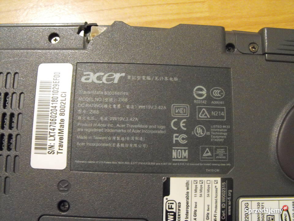 Laptop Acer Travelmate 8000 Liczba rdzeni 1 Miedziana Góra sprzedam