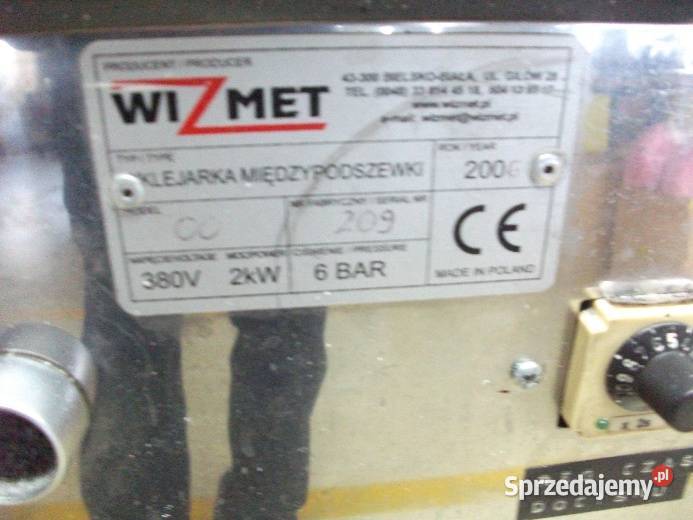 Wklejarka międzypodszewki WIZMET syndyk sprzeda Złotoryja