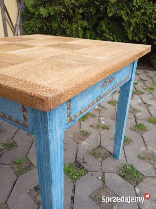 Stolik kawowy rustykalny ręcznie malowany 57cm małopolskie sprzedam