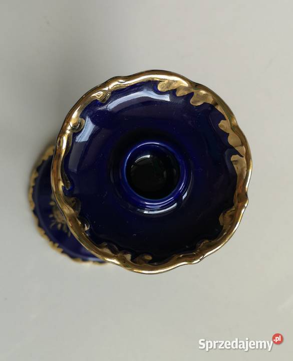 Świecznik porcelanowy kobalt vintage Toruń sprzedam