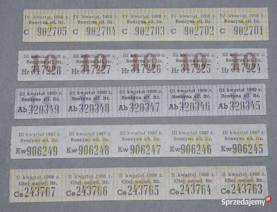 Zestaw talonów paliwowych 5 10 15 20 50 litrów z Płock