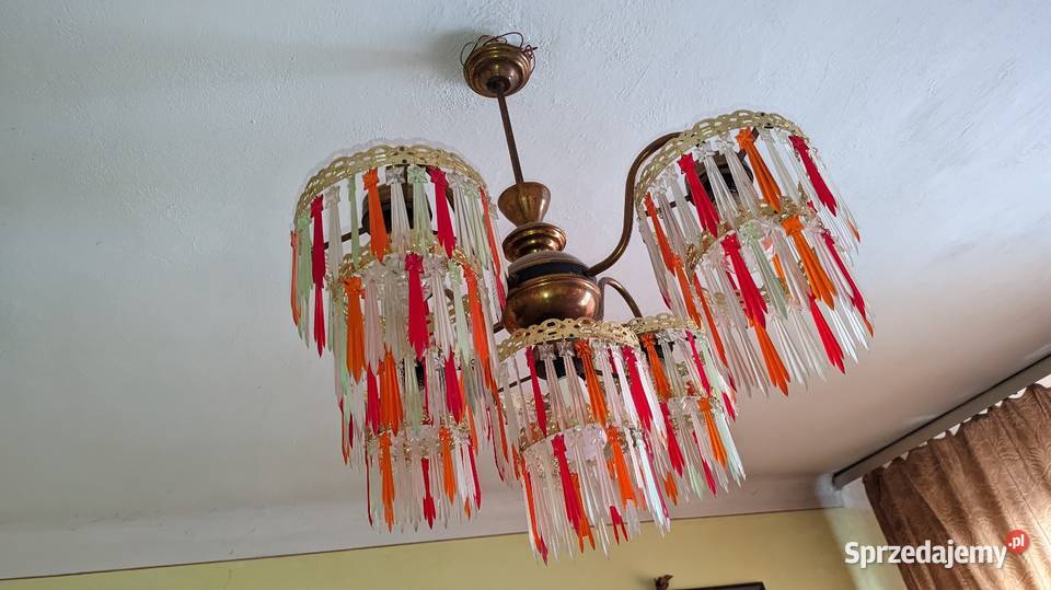 Żyrandol prl z krysztalami Antyki Jędrzejów