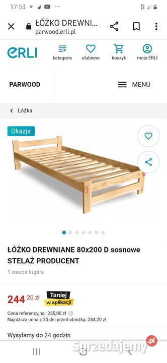 sprzedam łóżko sosnowe że stelażem 200×80