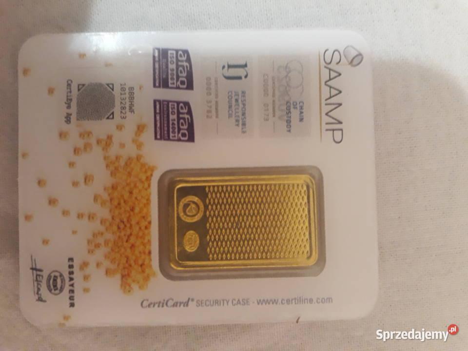 Sztabka złota 5g małopolskie Kraków sprzedam