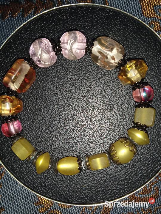 BRANSOLETKA Z CYTRYNIANÓW I SZKLANYCH ZDOBIONYCH Piła