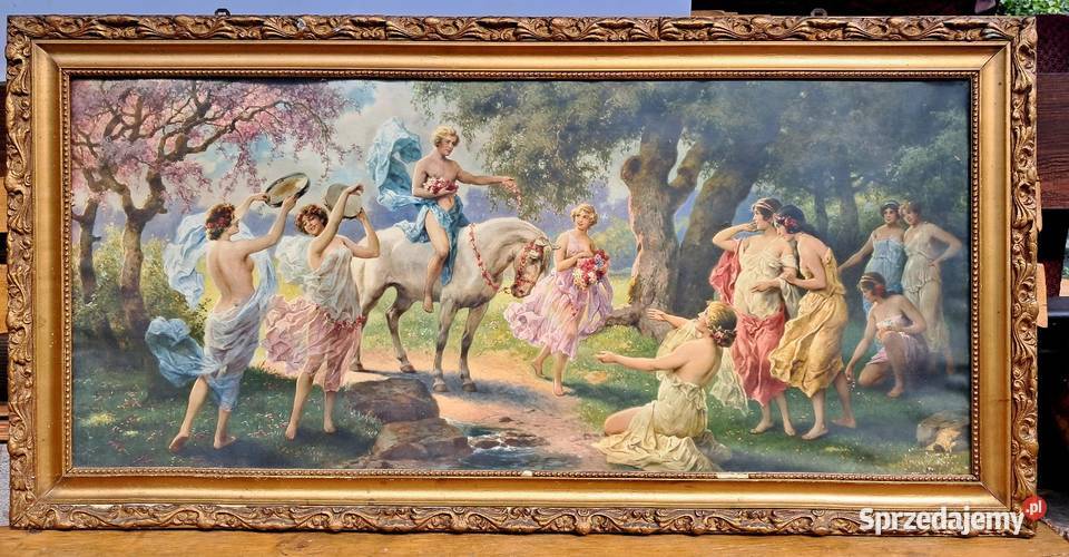 Duży obraz dekoracyjny scena mitologiczna piękna sprzedam