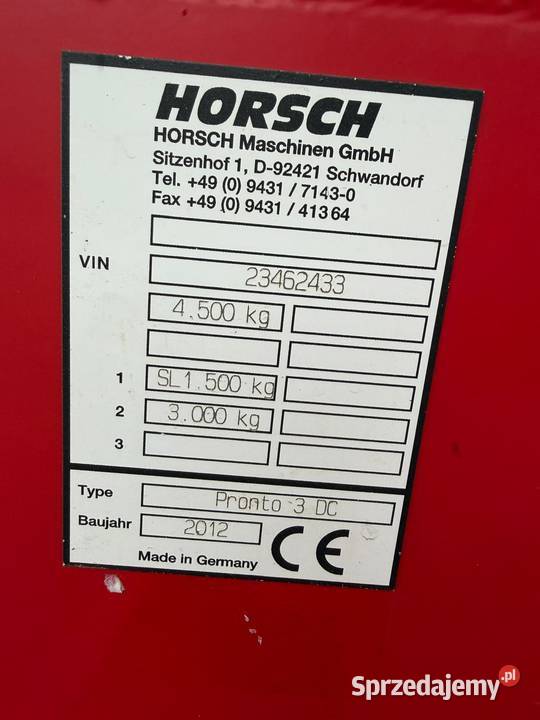 Agregat UprawowoSiewny Horsch Pronto 3DC Nowa Ruda