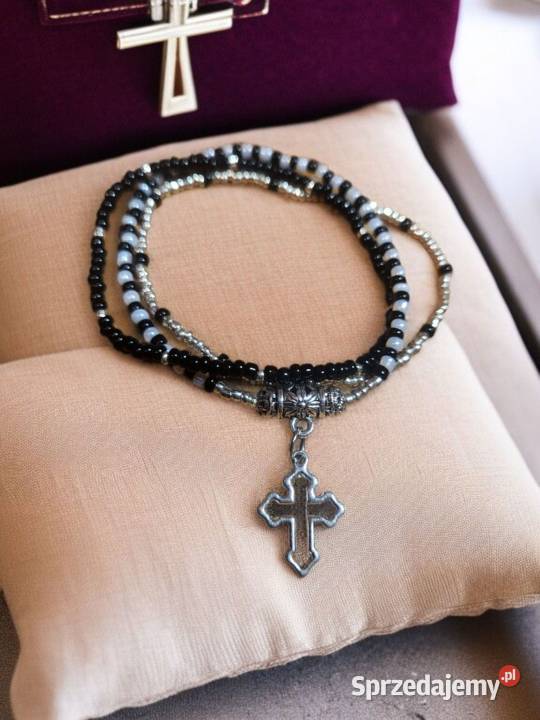 Bransoletka z koralików 3 warstwowa z zawieszka podkarpackie Sanok