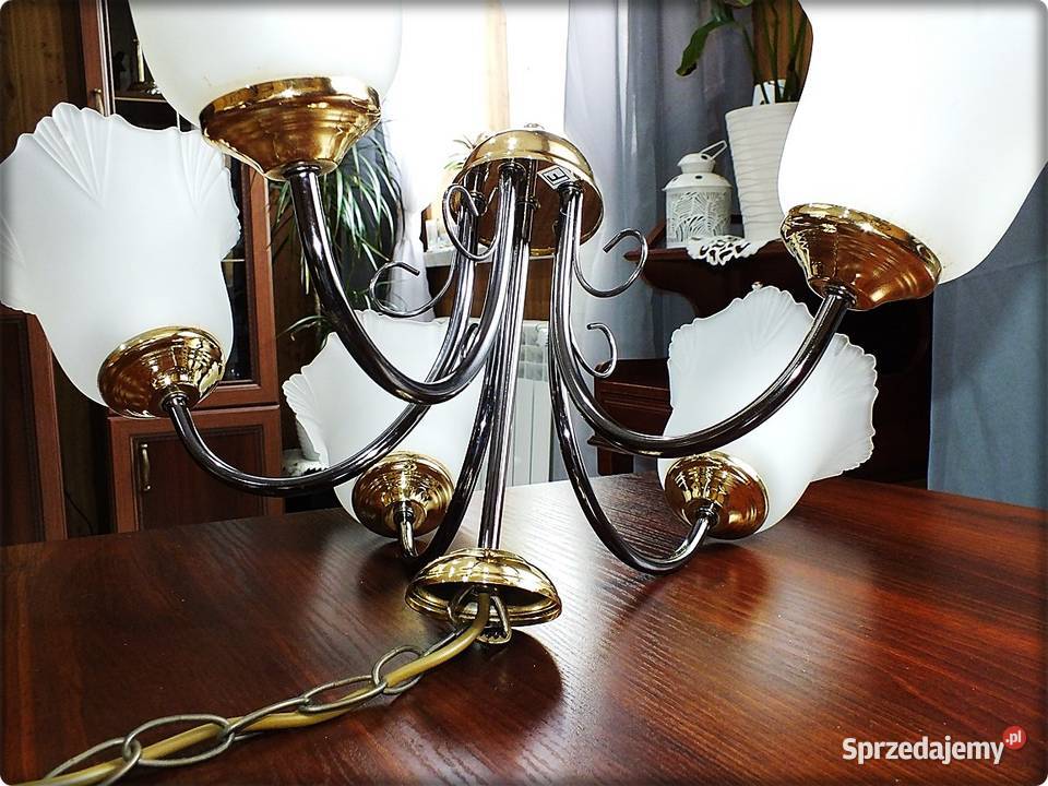 Żyrandol CzarnoZłoty Lampa wisząca sufitowa 5cio Żary sprzedam