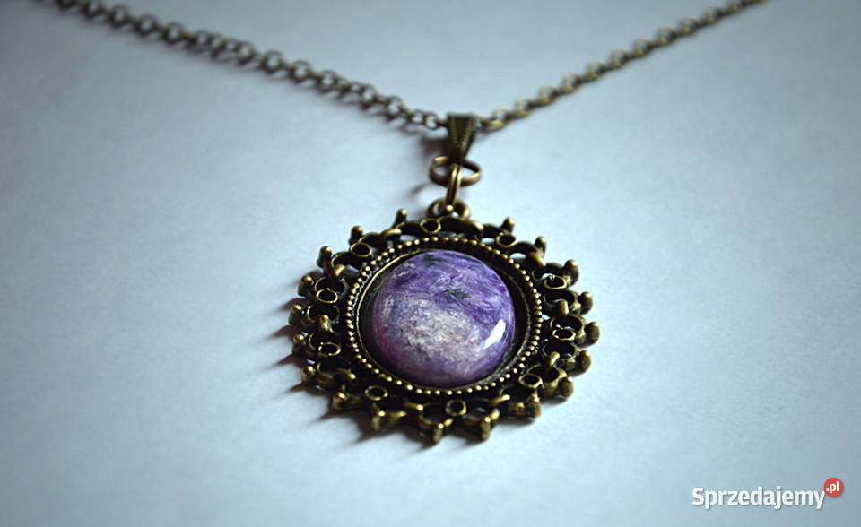 Czaroit z Syberii Medalion Wisior vintage Gdańsk