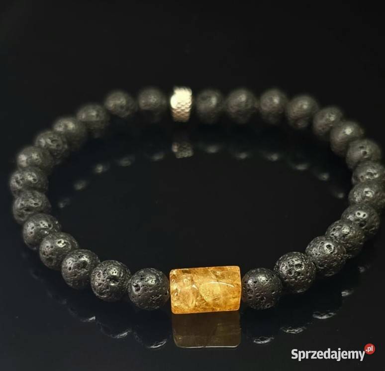 Bransoletka kamień Cytryn Lawa wulkaniczna męska Bytom