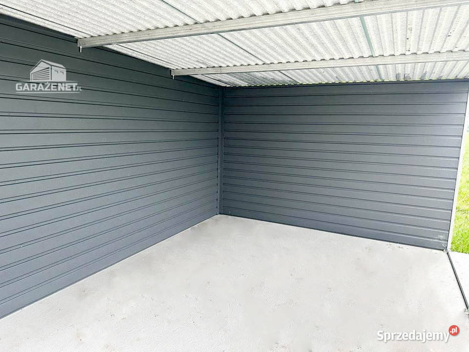 GARAŻ BLASZANY 4m x 6m WIATA 3X6 SPAD TYŁ BRAMA Łapanów