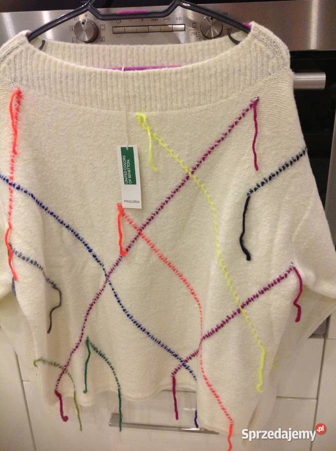 Sweter Damski BENETTON M Wełna 22 Nowy kolorowy Nowa Sól sprzedam